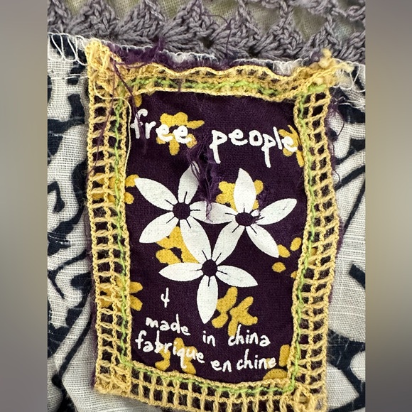 Free People Coastline Crochet Yoke Babydoll Dress Size 4 Gray Navy blue - Picture 11 of 13